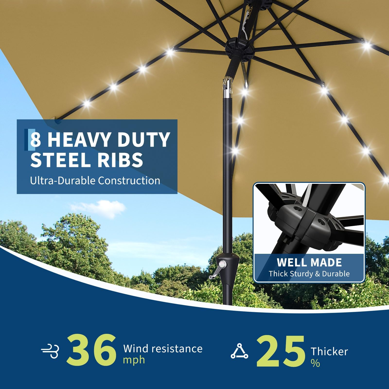 10FT Solar Powered Patio Umbre - Smart Garden Umbrella review and price